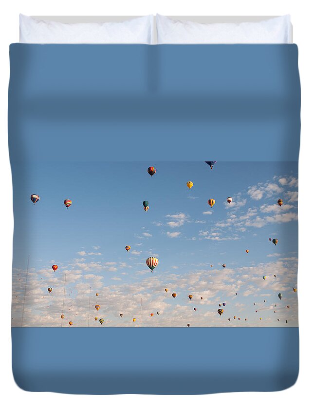 Hot Air Balloons Duvet Cover featuring the photograph Many Balloons by Charles McCleanon