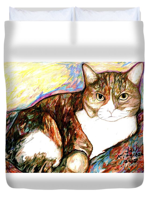 #cat #cats #catsofinstagram #of #catstagram #catlover #catlife #instagram #catlovers #kitten #instacat #kitty #pet #cute #love #meow #dog #catoftheday #pets #kittens #gato #animals #catlove #animal #cutecat #world #gatos #petsofinstagram #kittensofinstagram #chat Duvet Cover featuring the drawing Maple by Jon Kittleson