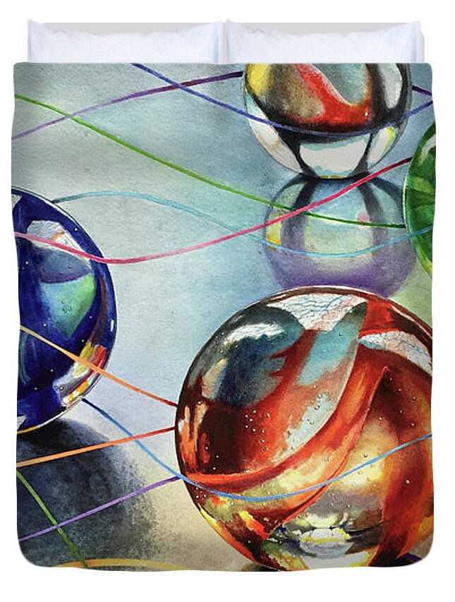 Art Duvet Cover featuring the painting Marbles 4 by Carolyn Coffey Wallace
