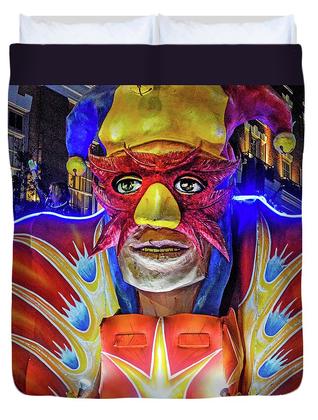 Mobile Duvet Cover featuring the digital art Mardi Gras Mask Float by Michael Thomas