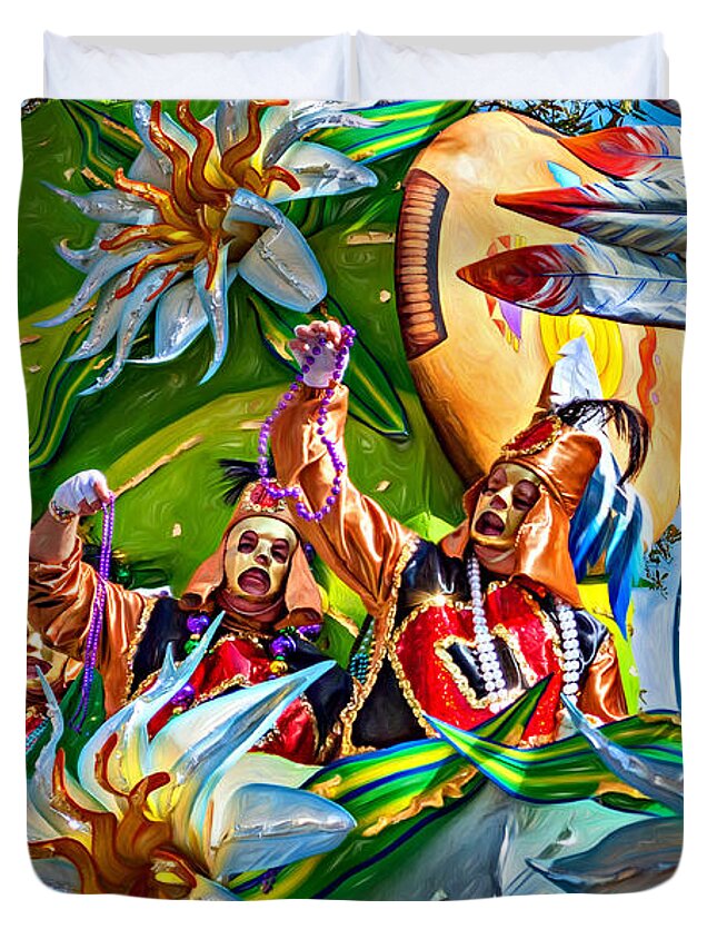 Nola Duvet Cover featuring the photograph Mardi Gras - New Orleans 3 - Paint by Steve Harrington