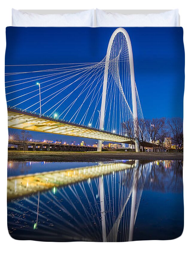 America Duvet Cover featuring the photograph Margaret Hunt Hill Bridge Reflection by Inge Johnsson
