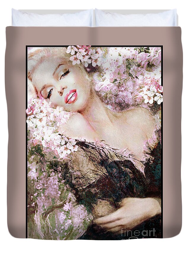 Theo Danella Duvet Cover featuring the painting Marilyn Cherry Blossom b by Theo Danella