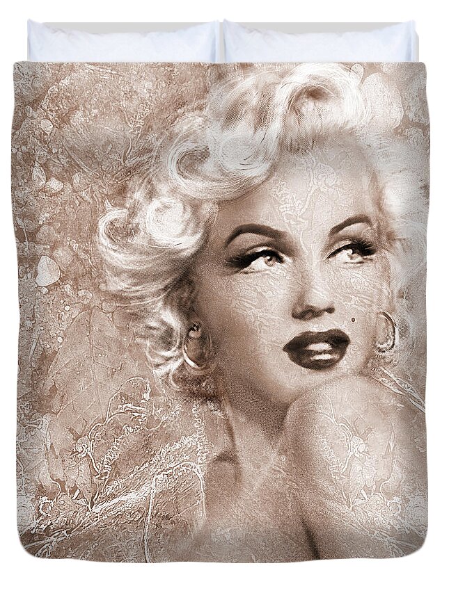 Theo Danella Duvet Cover featuring the painting Marilyn Danella Ice Sepia by Theo Danella
