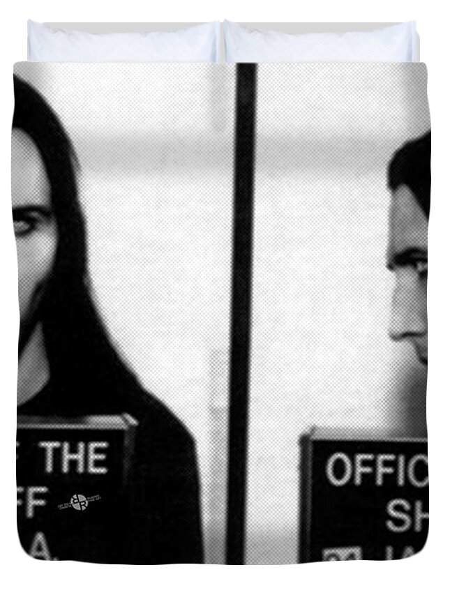 Marilyn Manson Duvet Cover featuring the photograph Marilyn Manson Mug Shot Horizontal by Tony Rubino