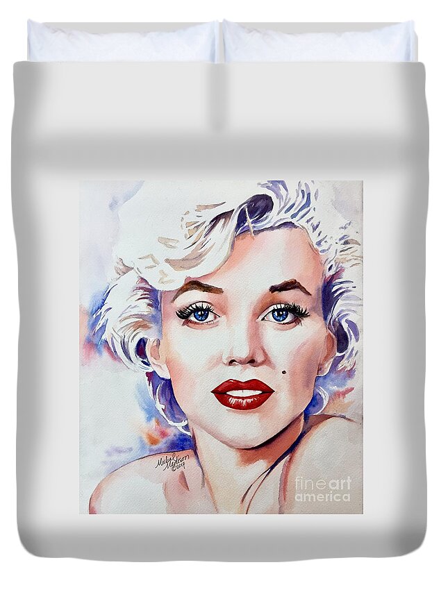 Marilyn Monroe Duvet Cover featuring the painting Marilyn Monroe by Michal Madison