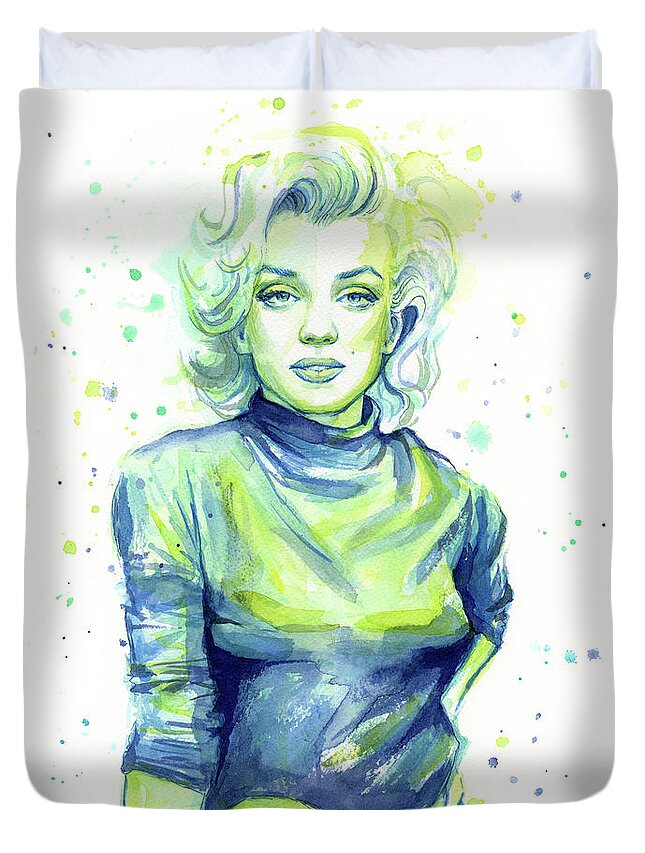 Iconic Duvet Cover featuring the painting Marilyn Monroe by Olga Shvartsur