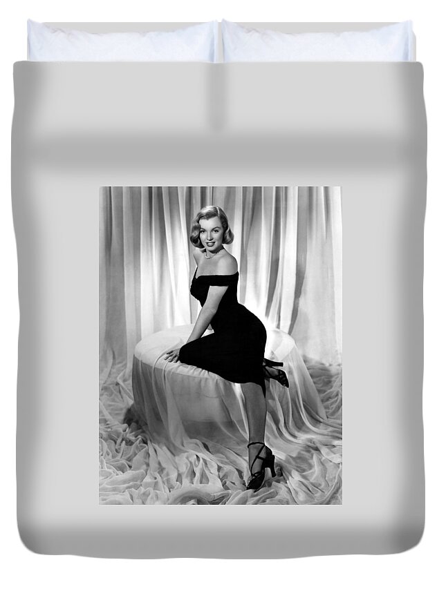 Marilyn Monroe Duvet Cover featuring the photograph Marilyn Monroe Publicity Shot THE ASPHALT JUNGLE by Vintage Collectables