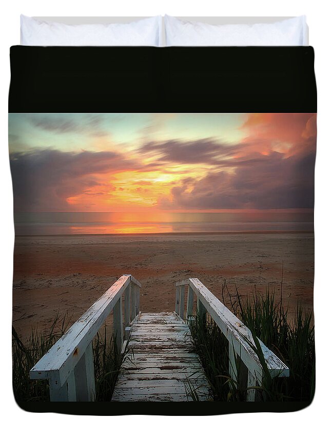 Florida Duvet Cover featuring the photograph Marineland Sunrise by Stefan Mazzola