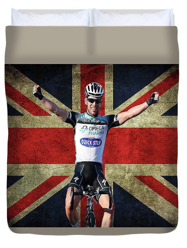 Mark Cavendish Duvet Cover featuring the photograph Mark Cavendish 1 by Smart Aviation