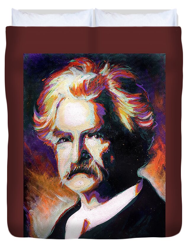 Mark Twain Duvet Cover featuring the painting Mark Twain by Steve Gamba