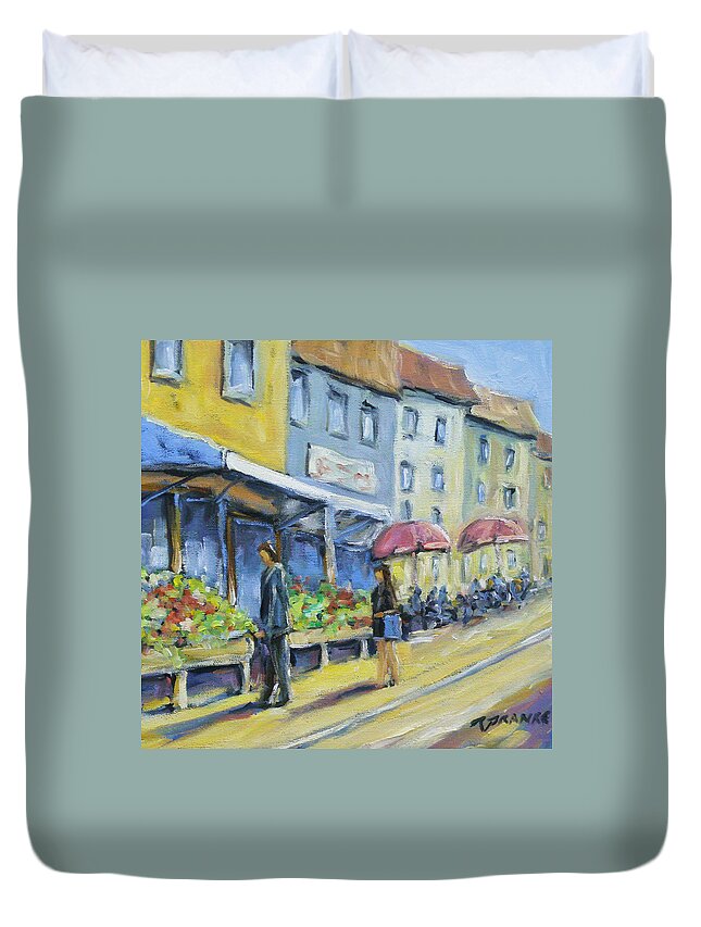Balcony Duvet Cover featuring the painting Market Day by Richard T Pranke
