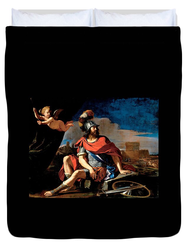 Guercino Duvet Cover featuring the painting Mars with Cupid by Guercino
