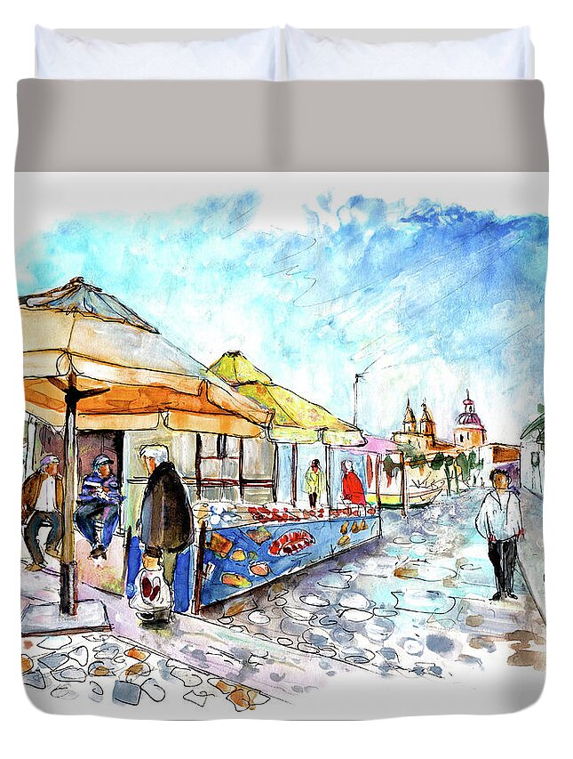Travel Duvet Cover featuring the painting Marsaxlokk 07 by Miki De Goodaboom