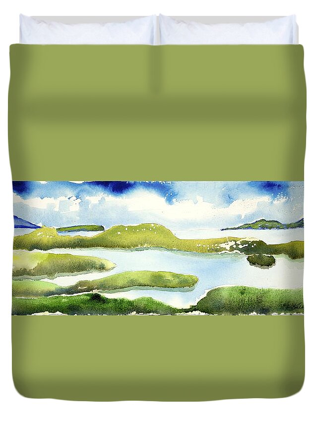  Duvet Cover featuring the painting Marshes by Kathleen Barnes