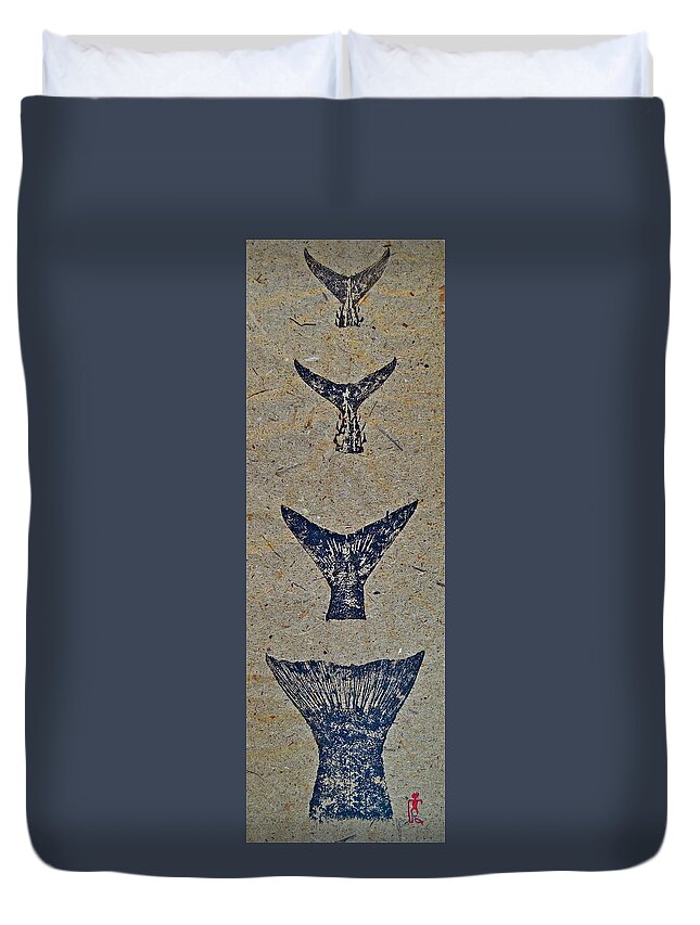 Fish Prints Duvet Cover featuring the mixed media Martha's Vineyard Grand Slam - 3 by Jeffrey Canha