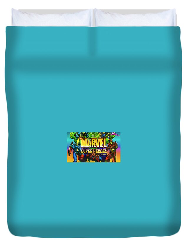 Marvel Super Heroes Duvet Cover featuring the digital art Marvel Super Heroes by Super Lovely
