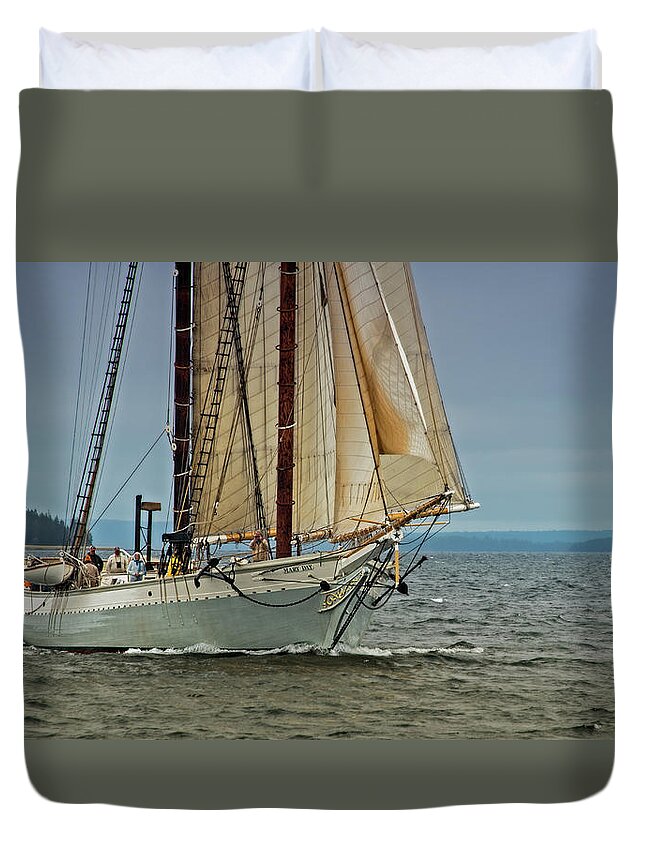 Schooner Duvet Cover featuring the photograph Mary Day 2 by Fred LeBlanc