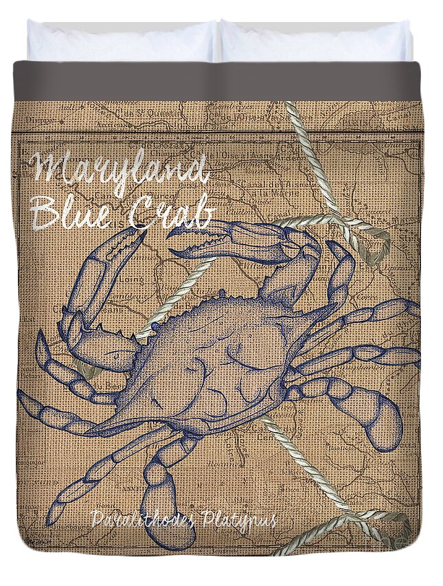 Crab Duvet Cover featuring the painting Maryland Blue Crab by Debbie DeWitt