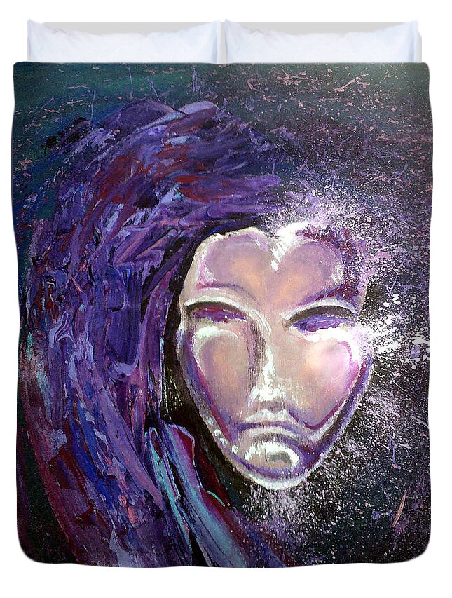 Mardi Gras Duvet Cover featuring the painting Mask by Kevin Middleton