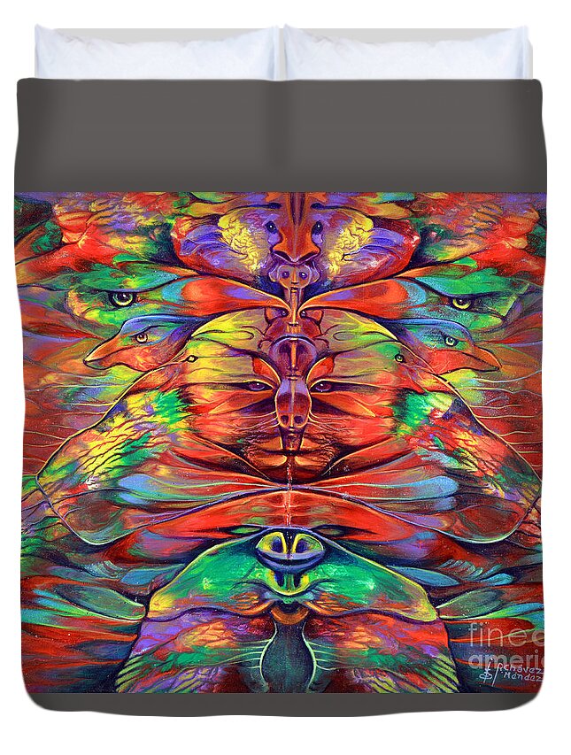 Rorshach Duvet Cover featuring the painting Masqparade 4 by Ricardo Chavez-Mendez