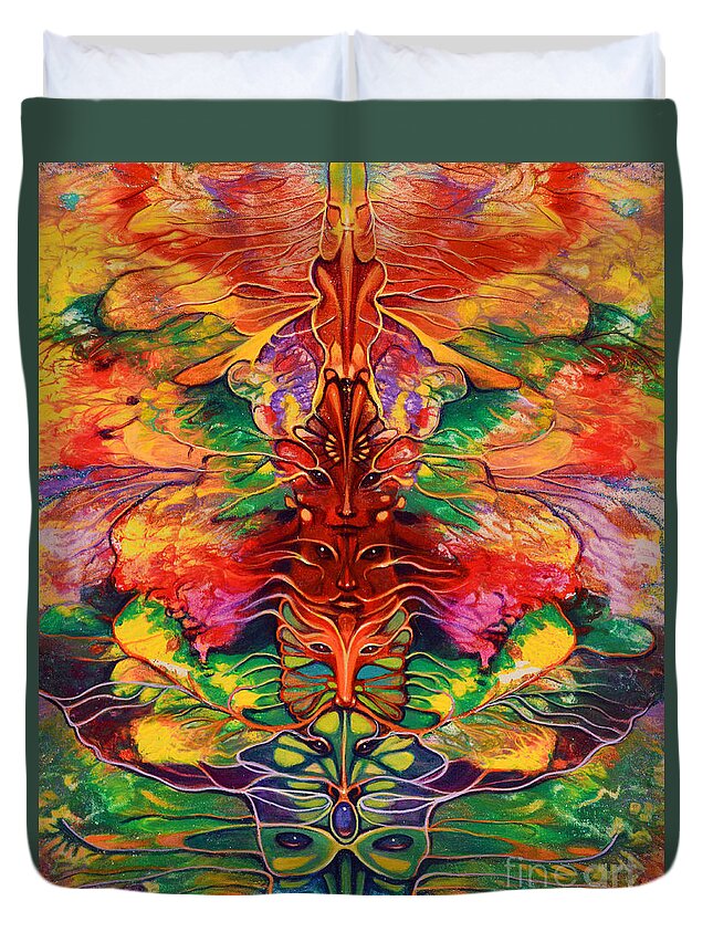 Rorshach Duvet Cover featuring the painting Masqparade 5 by Ricardo Chavez-Mendez