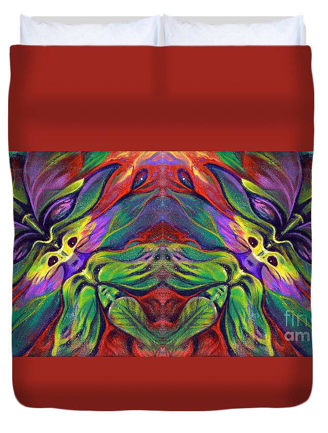 Rorshach Duvet Cover featuring the painting Masqparade Tapestry 7B by Ricardo Chavez-Mendez