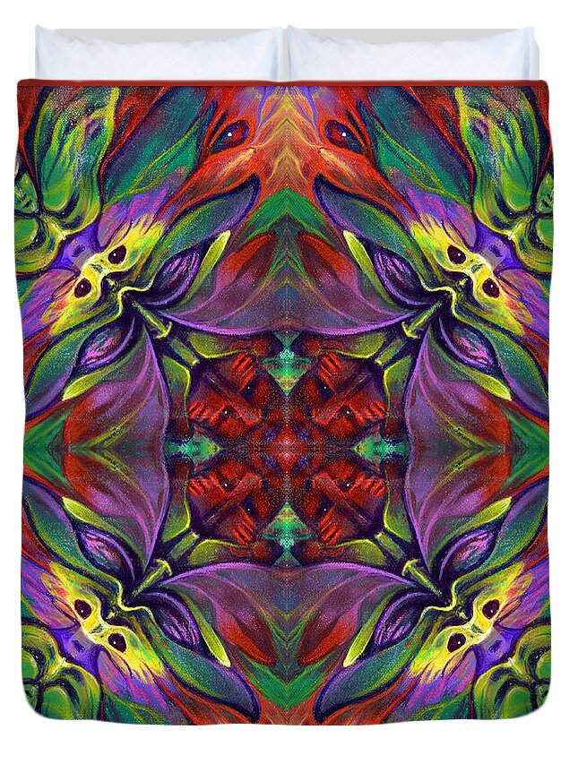 Rorshach Duvet Cover featuring the painting Masqparade Tapestry 7D by Ricardo Chavez-Mendez