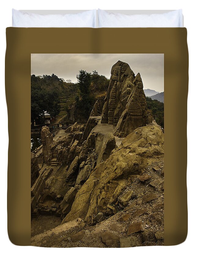 Masroor Duvet Cover featuring the photograph Masroor Temple by Rajiv Chopra