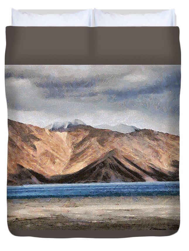 Lake Duvet Cover featuring the photograph Massive mountains and a beautiful lake by Ashish Agarwal