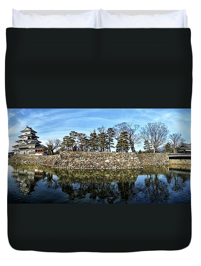 Matsumoto Duvet Cover featuring the photograph Matsumoto Castle Panorama by Kuni Photography