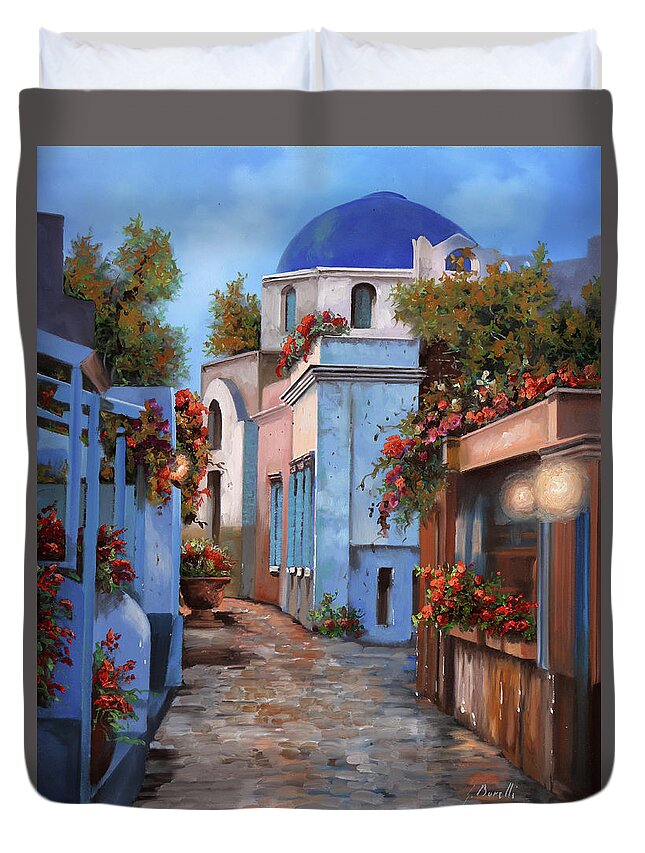 Greece Duvet Cover featuring the painting Mattina In Grecia by Guido Borelli