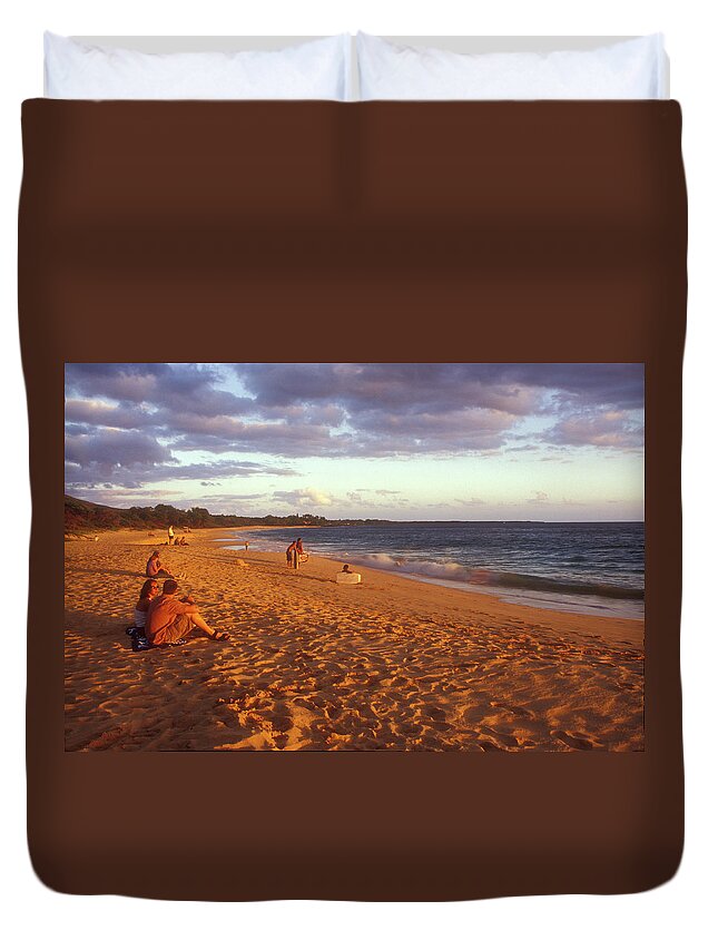 Hawaii Duvet Cover featuring the photograph Maui Beach in Evening by John Burk