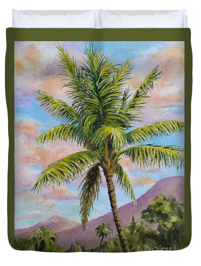 Landscape Duvet Cover featuring the painting Maui Palm by William Reed