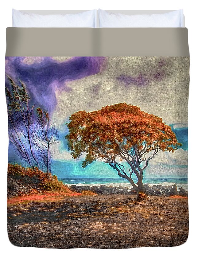 Fine Art Photography Duvet Cover featuring the photograph Maui Trees ... by Chuck Caramella