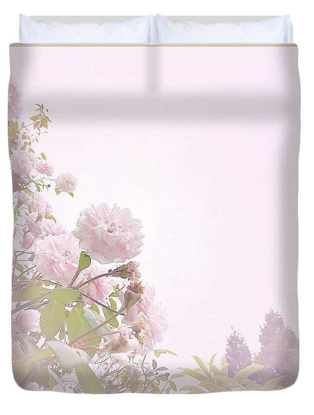 Pink Duvet Cover featuring the photograph May Basket Day by Cindy Garber Iverson