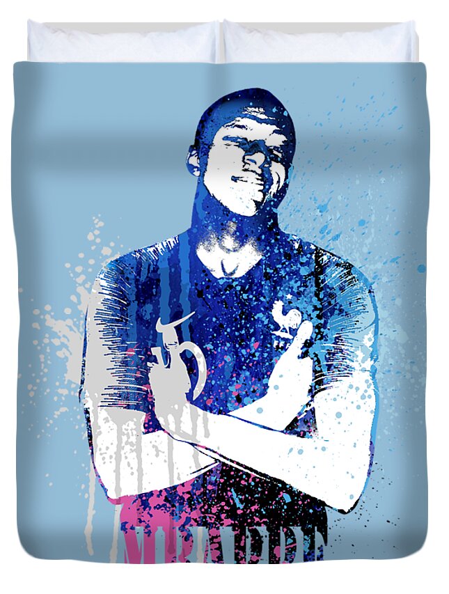 2018 Duvet Cover featuring the painting Mbappe #on light blue #world Cup 2018 #france by Art Popop
