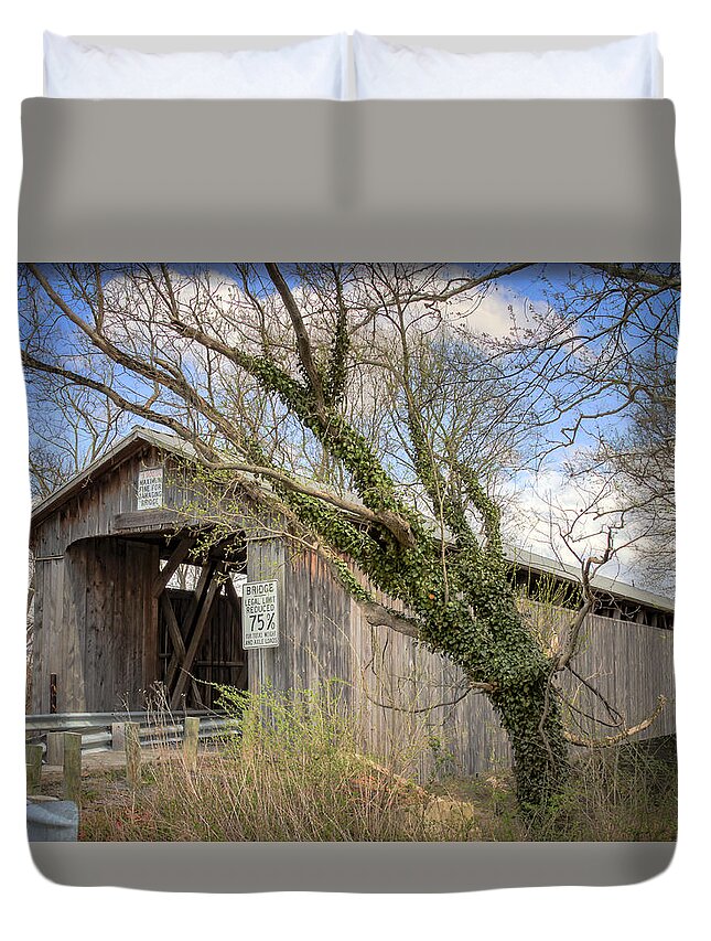 America Duvet Cover featuring the photograph McCafferty Covered Bridge by Jack R Perry