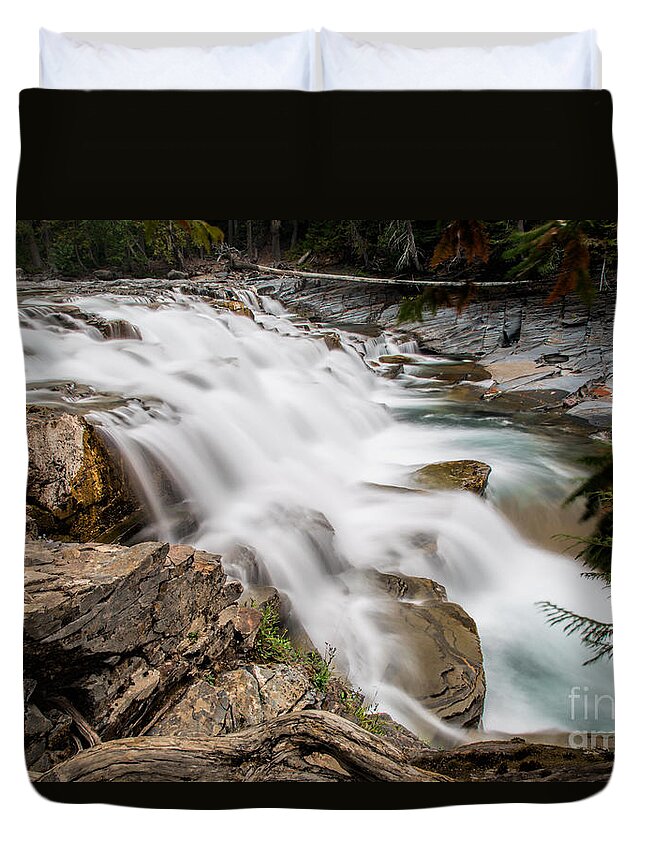 Mcdonald Falls Duvet Cover featuring the photograph McDonald Falls by Jemmy Archer