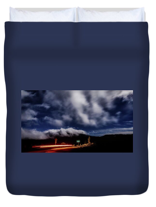 Night Duvet Cover featuring the photograph McKenzie Pass by Cat Connor