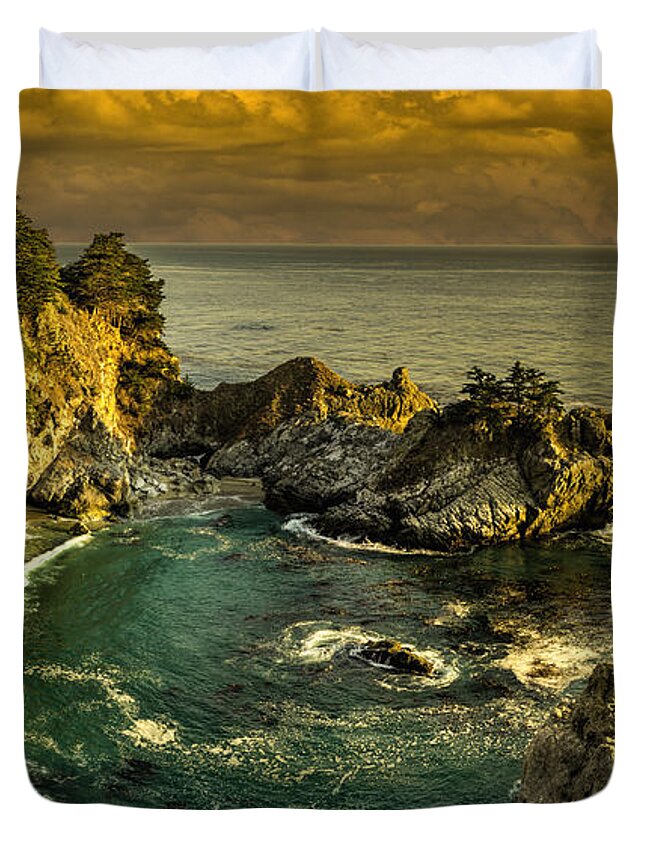 Attraction Duvet Cover featuring the photograph Mc Way Falls at Sunset by Paul LeSage