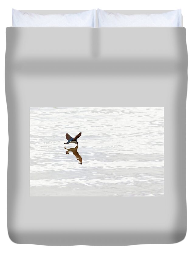 Tree Swallow Duvet Cover featuring the photograph Me and My Shadow by Susan Rissi Tregoning