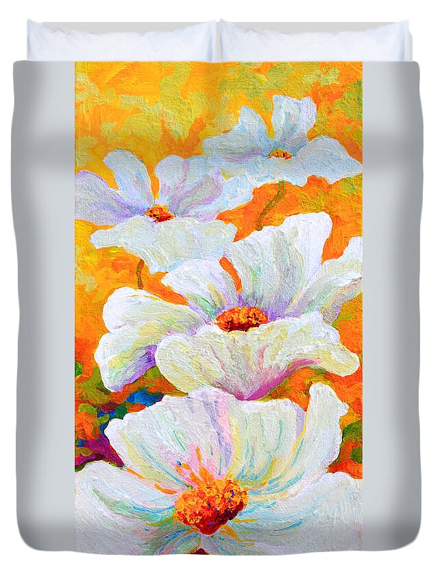 Poppies Duvet Cover featuring the painting Meadow Angels - White Poppies by Marion Rose