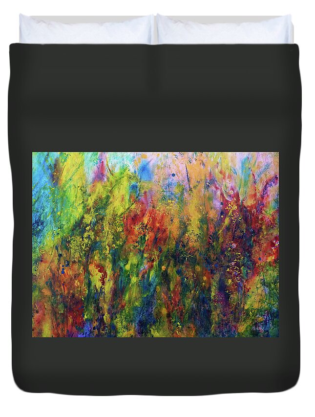 Meadow Duvet Cover featuring the painting Meadow Flowers 2 by Claire Bull