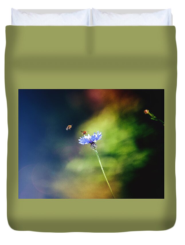 Common Cornflower Duvet Cover featuring the photograph Life in the meadow by Jaroslav Buna