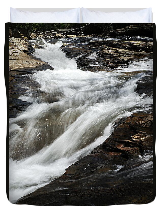 Meadow Run Duvet Cover featuring the photograph Meadow Run Water Slide 2 by Larry Ricker