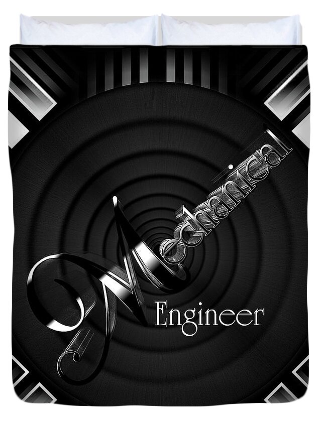Mechanical Engineer Duvet Cover featuring the digital art Mechanical Engineer Deco Flare by Rolando Burbon