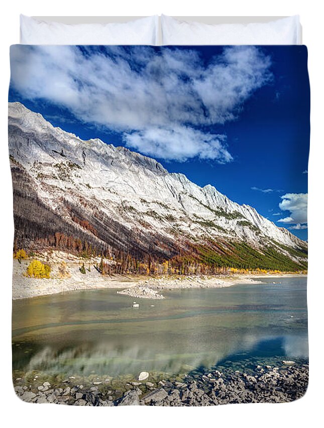 Jasper National Park Duvet Cover featuring the photograph Medicine Lake Jasper by Pierre Leclerc Photography