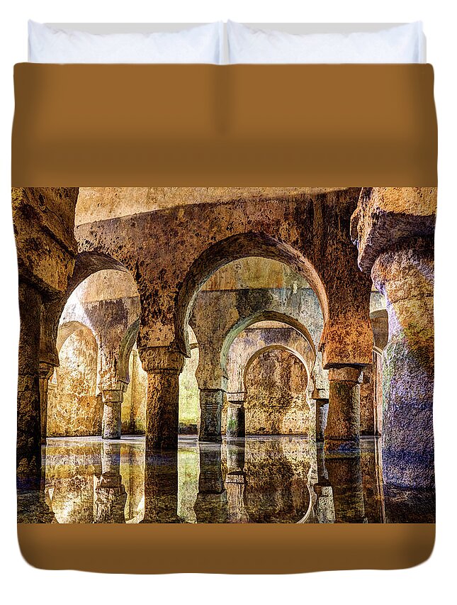 Cistern Duvet Cover featuring the photograph Medieval Cistern in Caceres 01 by Weston Westmoreland