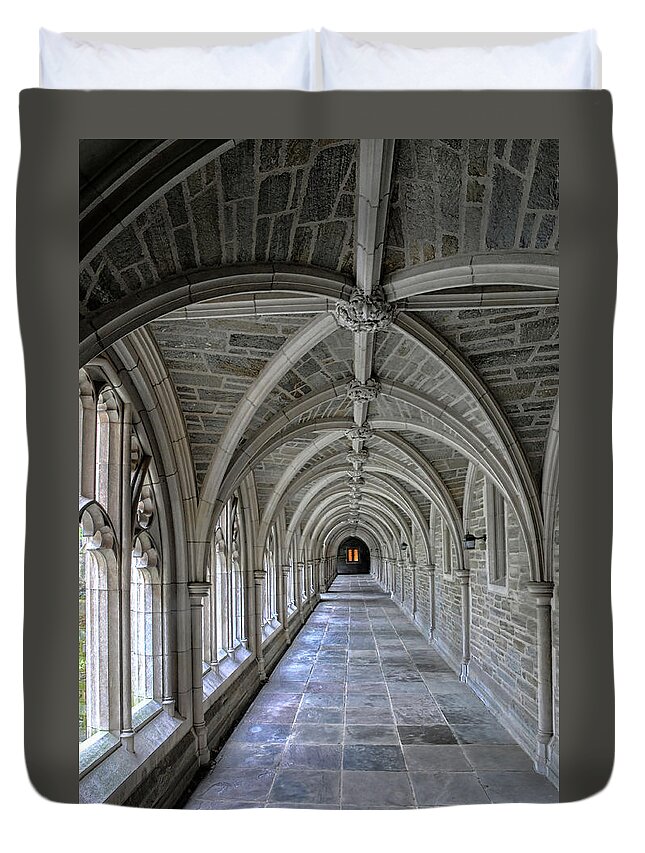 Passageway Duvet Cover featuring the photograph Medieval Passgeway At Princeton University by Dave Mills